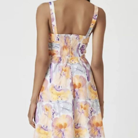 Cecilia Pettersson Floral Tie front midi dress anthropologie Size 0 Boho Coastal - Picture 2 of 7